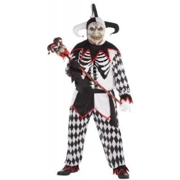 Kids Sinister Jester Halloween Costume Size Medium - Picture 1 of 8